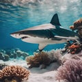 AI generated illustration of a majestic shark swimming gracefully in a tropical marine environment