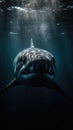 AI generated illustration of a majestic shark swimming underwater