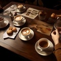 AI generated illustration of a man enjoying a break from day, seated at a cafe Royalty Free Stock Photo