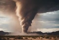 AI generated illustration of a massive storm cloud looms over the desert landscape Royalty Free Stock Photo