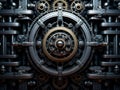 AI generated illustration of a mechanical safe with intricate cogs and gears