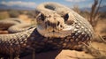 AI generated illustration of a mesmerizing desert snake in an attack position Royalty Free Stock Photo