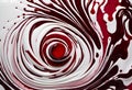 AI generated illustration of a mesmerizing swirl of vibrant red and white liquid