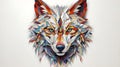 AI-generated illustration of a minimalist portrait of a wolf using geometric shapes