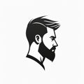 AI generated illustration of a minimalistic logo of a bearded man - barber styling concept