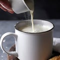 AI generated illustration, mixing the cake mixture with milk into a mug to cook mug cake