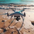 AI generated illustration of a modern drone on the beach on a sunny day