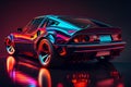 AI generated illustration of a modern and nice super fast neon sportscar