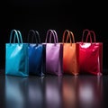 AI generated illustration of modern shopping bags with handles in a variety of colors
