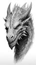 AI generated illustration of A monochromatic illustration of a dragon's head in a side view Royalty Free Stock Photo