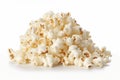 AI generated illustration of a mound of freshly-popped popcorn on a white background Royalty Free Stock Photo