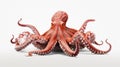 AI generated illustration of a octopus standing on a white background