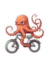 AI generated illustration of an octopus straddling a bicycle Royalty Free Stock Photo