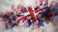 AI generated illustration of An oil painting featuring a representation of the Union Jack flag Royalty Free Stock Photo
