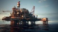 AI-generated illustration of an old abandoned rusted oilrig platform Royalty Free Stock Photo
