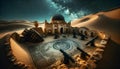 AI generated illustration of an old astronomical observatory in the oasis