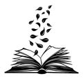 Open Book with Leaves Rising Symbolizing Knowledge Growth and Nature Connection Royalty Free Stock Photo