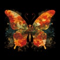 AI generated illustration of an orange-beige butterfly on a black background