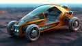 AI generated illustration of an orange futuristic car