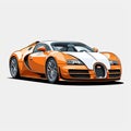 AI generated illustration of an orange sports car on a white background Royalty Free Stock Photo