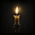 AI generated illustration of an ornamented candle illuminating the dark