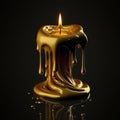 AI generated illustration of an ornamented gilded candle illuminating the dark