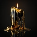 AI generated illustration of an ornamented gilded candle illuminating the dark