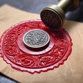 AI generated illustration of an ornate wax seal in a circular shape