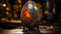 AI generated illustration of an ornately decorated egg with a mystical design