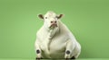AI generated illustration of an overweight white cow attentively observing its surroundings