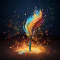 AI generated illustration of a paintbrush in vibrant colors