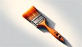 AI-generated illustration of a paintbrush with a vibrant orange wooden handle on a white background