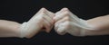 AI generated illustration of a pair of hands clasping a pristine white glove