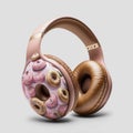 AI generated illustration of a pair of headphones with doughnuts on them