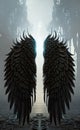 AI generated illustration of a pair of spread angelic wings