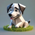 AI generated illustration of A papercraft dog sits atop a lush green grassy field Royalty Free Stock Photo
