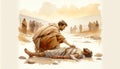 Parable of the Good Samaritan. 13th Parable of Jesus Christ. Watercolor Biblical Illustration Royalty Free Stock Photo