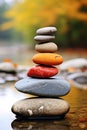 AI generated illustration of a peaceful harmony with stones balanced atop one another