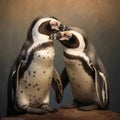 AI generated illustration of penguins standing side by side