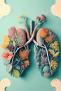 AI generated illustration of picturesque pulmones made of colorful leaves Royalty Free Stock Photo