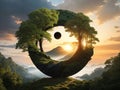 a circular shaped tree in the shape of a ring with trees on the edge