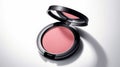 AI-generated illustration of a pigmented powder blush in a soft, rosy color against a white backdrop