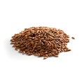 AI generated illustration of a pile of brown flax seeds on a white background