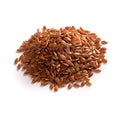 AI generated illustration of a pile of brown flax seeds on a white background