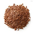AI generated illustration of a pile of brown flax seeds on a white background