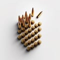 AI generated illustration of a pile of bullets on a white surface Royalty Free Stock Photo