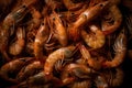 AI generated illustration of a pile of fresh prawns