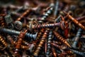 AI generated illustration of pile of metallic nails and bolts