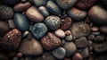 AI generated illustration of A pile of small, smooth pebbles in various sizes and colors