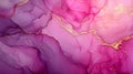 AI generated illustration of pink alcohol ink with golden accents